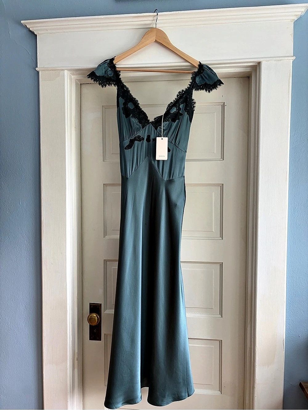 RARE Doen Fiona Dress Lace Trim Maxi Dress in Green Size XS - Picture 3 of 9